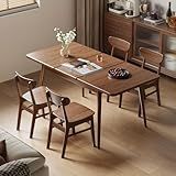 Muwuele Solid Wood Extendable Dining Table for 4-8 People with Seamless Extension from 47.2 to 63 Inches, Easy Assembly, Expandable Tables for Small Spaces, Dining Room, Kitchen, Living Room, Walnut