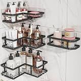 Youvip Shower Caddy Corner with Soap Holder, No Drilling Shower Shelves-Rustproof, Adhesive Shower Organizer Corner for Dorm. Black, 4-Pack