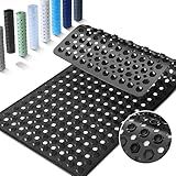 Yimobra Bath Tub Mat Non Slip, 34.5"x15.5" Long Shower Mat, Machine Washable Bathmat with Drain Holes and Suction Cups, Soft on Feet, Bathroom Essentials, Black