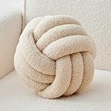 LUSJNGE Decorative Throw Knot Pillow Ball for Home Chair Sofa Couch Bed Aesthetic Round Decor Pillows Lambswool Knotted Pillow Cushion (Beige, 8inches)