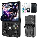 R36MAX Retro Handheld Game Console, 4.0 Inch IPS HD Screen Retro Gaming Console, Linux System, 30＋Emulator Games Retro Game Console, 4000mAh Battery, Built-in 64G TF Card, Black
