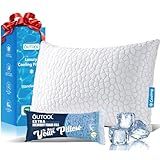 QUTOOL Cooling Pillow for Sleeping, CertiPUR-US Shredded Memory Foam Standard Pillow Set of 1, Cool Pillow for Hot Sleepers Adjustable Firm Pillow for Side,Back,Stomach Sleepers Soft Yet Support,White