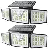 daphino 2500LM Solar Lights, Motion Sensor Outdoor Lights, 3-Head, 2 Pack