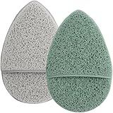 S&T INC. Face Scrubber Exfoliator, Facial Sponges for Face Wash, Reusable Makeup Remover Exfoliating Pads, Gray and Sage, 2.6 in x 3.9 in., 2 Pack