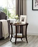 Roundhill Furniture Perth Contemporary Round End Table with Shelf, Espresso