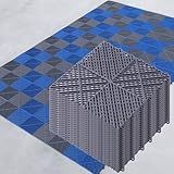 Japard Garage Floor Tiles, 20 Pack Interlocking Flooring Drainage 15.7 x 15.7 inch Covering 34 Sq Ft, Hard Plastic Easy to Install, Outdoor Indoor Basement Parking (Gray, 20 Pack)