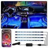 Hrvzdvw Footwell Lighting for car, Car Interior LED Lights,Lights for Inside car,APP Controlled RGB Light Strip with Music Sync Mode, 72 LEDs 16 Million Colors for Cars, Trucks, SUV via 12V Lighter