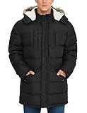 Rejork Men's Long Winter Coats Warm Water Resistant Puffy Hooded Windbreaker Insulated Thicken Jackets with Hood Black X-Large