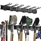 Aking Ace Wall Mount Tool Storage Rack, Heavy Duty Garage Storage Tool Organizer, Garden Tool Wall Hooks and Hangers, Hold Up to 350lbs Black