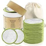 Sopurrrdy 28 Pack Reusable Cotton Rounds with Washable Laundry Bag and Round Box|Travel Essentials for Skincare, Makeup Remover Pads and Storage|Reusable Makeup Remover Pads