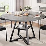Jocoevol Round Dining Table for 4,Kitchen Dining Room Circle Dinner Pedestal Table,Space Saving Wood Kitchen & Dining Room Furniture (Grey, 47In)