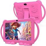 PEICHENG Kids Tablet 7 inch Android 12.0 for Toddler, 4GB RAM 32GB ROM Bluetooth IPS Screen Parental Control Dual Camera Shockproof Case for Educational Games, (Pink)
