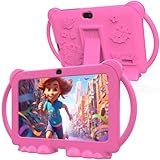 PEICHENG Kids Tablet 7 inch Android 12.0 for Toddler, 4GB RAM 32GB ROM Bluetooth IPS Screen Parental Control Dual Camera Shockproof Case for Educational Games, (1PCS, Rose Red)