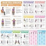 10Pcs Chair Yoga Poster for Seniors Beginners-Set of 8 Illustrated Guides & 2 30-Day Challenges Stretching and Gentle Chair Yoga Chart Wall Art For Balance Flexibility Weight Loss(11 x 8.7 Inch）