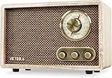 Victrola Willow – Retro Wood Bluetooth Radio with Built-in Speakers: Elegant & Vintage Design, Rotary AM/FM Tuning Dial, Bass & Treble Control, Wireless Streaming (Natural)