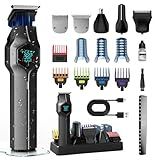 TRIMX Beard Trimmer for Men, Magnetic Snap-on Replacement Heads & Charging Dock, IPX7 Waterproof Cordless Hair Clippers, Mens Grooming Kits for Mustache/Body/Face/Ear/Nose, Gray