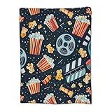 Movie Blanket for Adults Kids, Flannel Movie Blankets Gifts, Cinema Popcorn Movie Throw Blanket for Sofa Couch Bed Living Room Soft Warm Cozy Movie Decor 60" x 50"