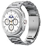 Metal Band Compatible with Samsung Galaxy Watch 8 40mm/44mm/Classic 46mm 2025,No Gap Business Stainless Steel Strap for Galaxy Watch8 Men Women,NOT for Other Models(Silver)