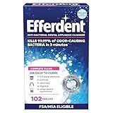 Efferdent Retainer Cleaning Tablets, Denture Cleanser Tablets for Dental Appliances, Complete Clean, 102 Tablets