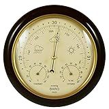 Ambient Weather WS-YG302A WS-YG302-Y Cherry Finish Traditional Barometer with Temperature and Humidity (Beige Dial)