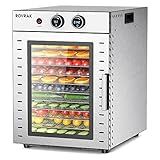 ROVRAk Food Dehydrator for Jerky, Fruit, Meat, Herbs, 12-Tray Stainless Steel Dehydrator Machine, Adjustable Timer, Temperature Control, Overheat Protection (67 Recipes)
