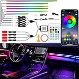 SAMGCHI Interior Car LED Lights, RGB Dream Color Acrylic LED Lights for Car, Ambient Lighting Kits with Wireless APP and RF Remote Control, Music Sync Dynamic Chasing (10 in 1)