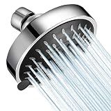 WarmSpray High Pressure Shower Head 5 Settings Fixed Showerhead 4 Inch High Flow Bathroom Showerhead with Adjustable Brass Ball Joint for Luxury Shower Experience Even at Low Water Pressure