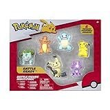 Pokémon Battle Figure 6 Pack-Features 2-Inch Pikachu, Squirtle, Charmander, Bulbasaur, Mimikyu & Toxel-Authentic Details