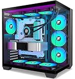 FOIFKIN F600 PC Case - Pre-Installed 7 PWM ARGB Fan, ATX Mid-Tower Gaming PC Case, 270° Panoramic Glass with Type-C, FOIFKIN (Black, F600)