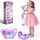 Stand Karaoke Machine for Kids, Singing Toys Gifts for 3 4 5 6 7 8 Year Old Girls Boys, Rechargeable Kid Microphone Bluetooth Speaker with 2 Wireless Mic for Girl Age 4-6 Toddler Birthday Party Toy