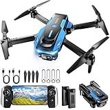 Drone with 1080P Camera - Foldable Remote Control Quadcopter with Voice Gesture Control, 3D Flip, One Key Start, Emergency Stop, 2 Batteries, Easier to use, Toy for Kids Adult Beginners
