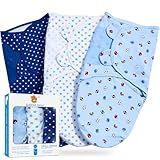 Bubble bear 3 Pack Baby Swaddle 0-3 Months - Infant Adjustable Newborn Swaddles Blanket Baby Girl Boy, Swaddling Wrap Blanket Sleep Sack for Newborn-Blue