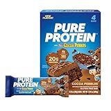 Pure Protein Cocoa PEBBLES™ Protein Bars – 20g Protein, 4g Sugar, 180 Calories (4 count) Low Sugar* High Protein Snack - Gluten Free - Perfect for a Healthy Snack.