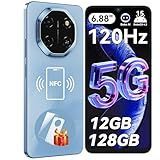 Blackview Shark 6 Unlocked Android Phones 5G (2025), Android 15 Cell Phone Unlocked, 6.88" 120Hz Display, 12GB+128GB/2TB, 16MP+8MP AI Camera, 5000mAh/18W,Fingerprint/Face ID,Dual SIM/GPS/OTG/NFC,Blue