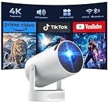 Mini Projector with WiFi and Bluetooth, 4K Support Portable Movie Projector, 300 ANSI Lumen, Android 11, 220° Rotating Stand, 5W Base Speaker, Auto Vertical Keystone, HDMI/USB Compatible for Bedroom