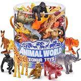 60 Piece Animal Figures with Gift Box, Safari Jungle Animal Figurines