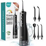 COSLUS Portable Water Flosser for Teeth: 10 Pressure Settings Professional Water Dental Pick for Orthodontic, Braces & Sensitive Gums - Cordless for Travel Use, for Adults Teens, BPA-Free, W40(WFP14)
