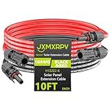 JXMXRPV Solar Cable Extension 10Ft 10AWG, Solar Wire with Tool-Free Solar Connectors, Waterproof Solar Panel Extension Cable 6mm², PV Cable 10Gauge for Home Boat RV Solar Panels(10ft)