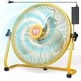 16" High Velocity Floor Fan for Dewalt 20V Max Battery, 3-Speed Battery Operated Cordless Floor Fan with AC Adapter, Heavy Duty Metal Industrial Fans for Warehouse, Garage, and Workshop(Tool Only)