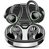 Wireless Earbuds, Bluetooth 5.3 Headphones Sport, Over Ear Buds With ENC Noise Cancelling Mic, 48H, Wireless Earphone With Earhooks, Stereo Deep Bass, IP7 Waterproof Headset for Workout Running, Black