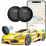 GPS Tracker for Vehicles, 2 Pack Magnetic Hidden GPS Tracker for Vehicles No Subscription Life Car Tracker Device Hidden Magnetic Waterproof for iOS Find My (iOS Only) - Black