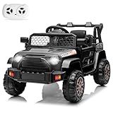 Winado 12V Electric Car for Kids, Ride on Truck for Toddlers with Remote Control, Battery Powered Kids Electric Vehicle to Drive w/Bluetooth, Soft Start, LED Lights - Black