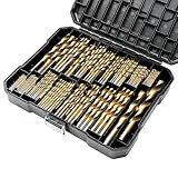 Axelord 230 Pcs Drill Bit Set(1/16“-1/2”), 135° Tip Titanium Coated High Speed Steel, Twist Drill Bit Kit for Iron, Aluminum Alloy, Copper, Wood, Plastic, with Hard Storage