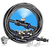 homenote Misting Cooling System 59FT (18M) Misting Line + 20 Brass Mist Nozzles + Brass Adapter(3/4") Outdoor Mister for Patio Backyard Garden Greenhouse Watering
