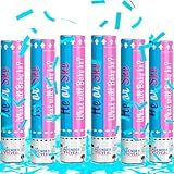 POPUPARTY Gender Reveal Confetti Cannon | No Powder Confetti Poppers | Ideal for Baby boy Gender Reveal Decoration (6 blue)