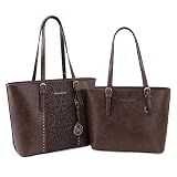 Montana West Tote Bag for Women Vegan Leather Purse and Handbags Set Embossed Collection Purse 2Pcs Set Coffee MWC2-G052A-CF