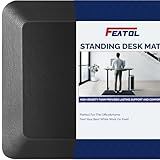 FEATOL Anti Fatigue Mats for Standing, 9/10 Extra Thick Ergonomic Standing Desk Mat, Comfort & Durable Memory Foam Standing Mat at Home,Office All Day (20" x 32", Black)