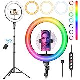 Weilisi 10" Ring Light with Stand 72'' Tall & Phone Holder,38 Color Modes Selfie Light with Tripod Stand,Stepless Dimmable/Speed LED Ring Light for iPhone & Android,YouTube, Makeup,TIK Tok