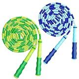 TYSISKNO 2 Pack Jump Rope for Kids Girls and Boys, Soft Beaded Jump Ropes, Adjustable Skipping Rope, Tangle-Free Segmented Rope for Kids and Adults Exercise, Workout and Weight Loss,9.2Ft(Blue&Green)