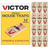 Victor Mouse Traps M150-12, Metal Pedal, Sustainably Sourced FSC Wood, Wooden Mouse Traps - Pack of 12